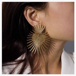 "Golden Burst" Gold Color Heart Burst Statement Earrings
